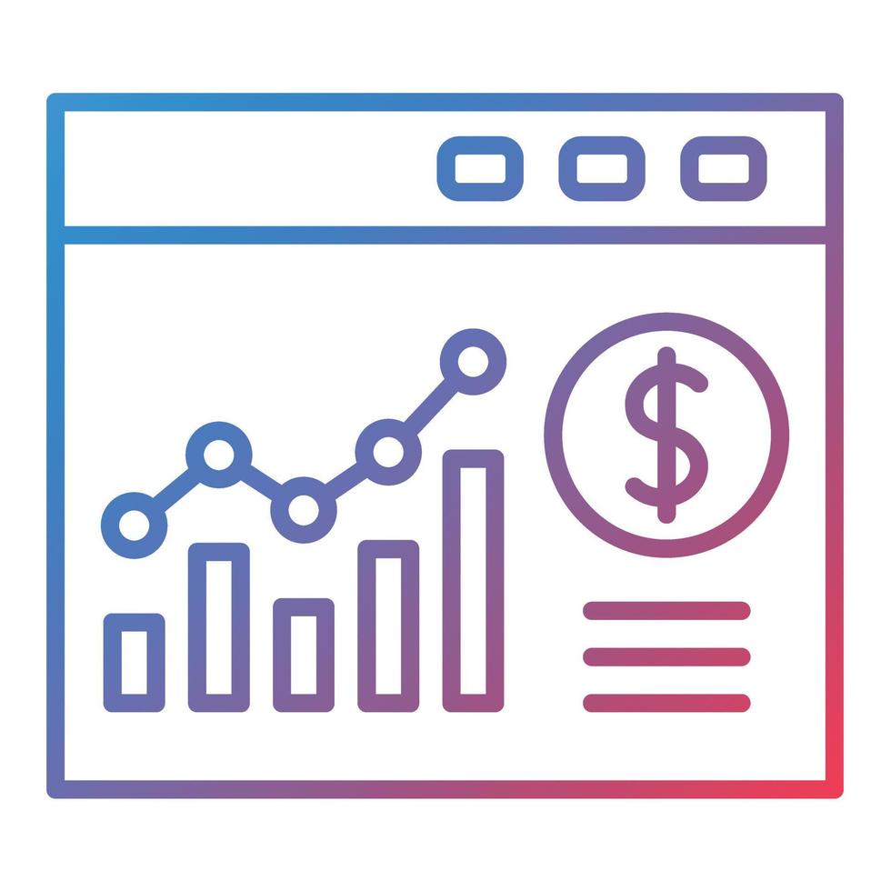 Website Bar Graph Line Gradient Icon vector