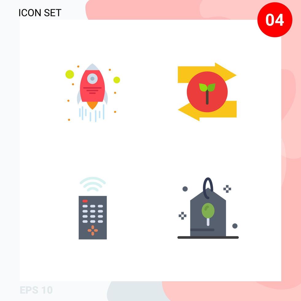 Stock Vector Icon Pack of 4 Line Signs and Symbols for launch tv arrow green eco celebration Editable Vector Design Elements