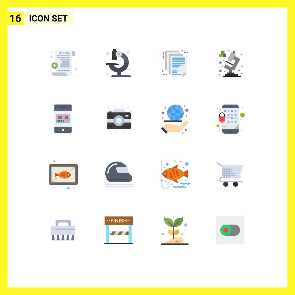 User Interface Pack of 16 Basic Flat Colors of payment card enterprise architecture bank microscope Editable Pack of Creative Vector Design Elements