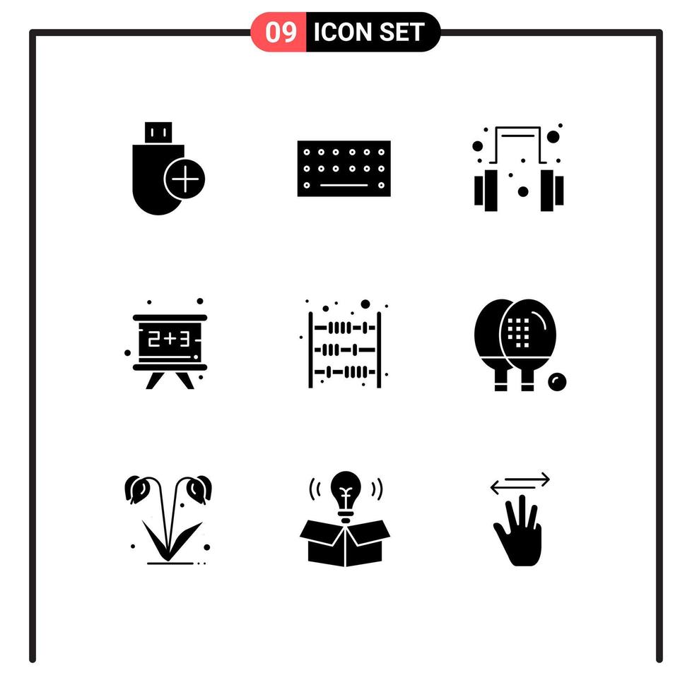 Modern Set of 9 Solid Glyphs and symbols such as finance counter headset accounting board Editable Vector Design Elements