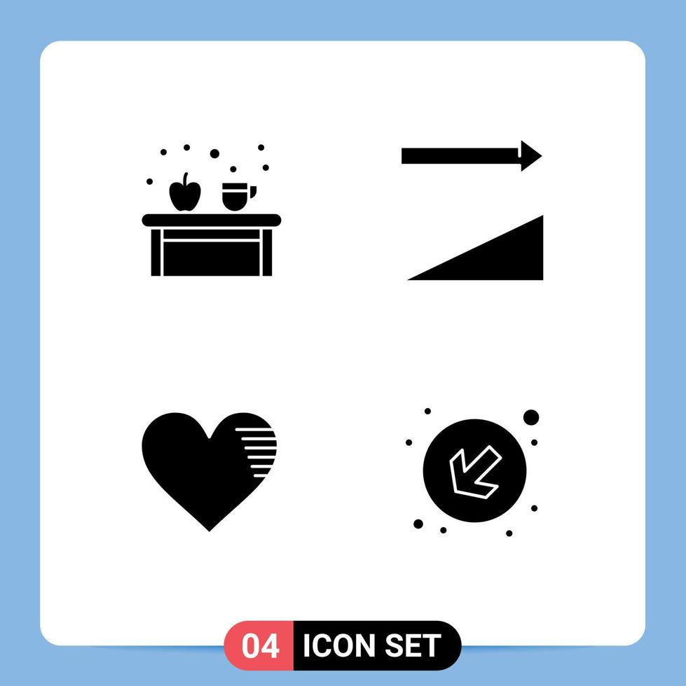 4 Thematic Vector Solid Glyphs and Editable Symbols of coffee love education sort favorite Editable Vector Design Elements