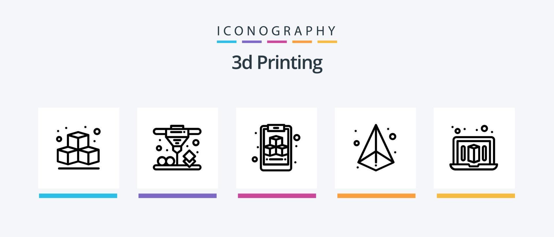 3d Printing Line 5 Icon Pack Including printing. laser. direct. box. printer. Creative Icons Design vector