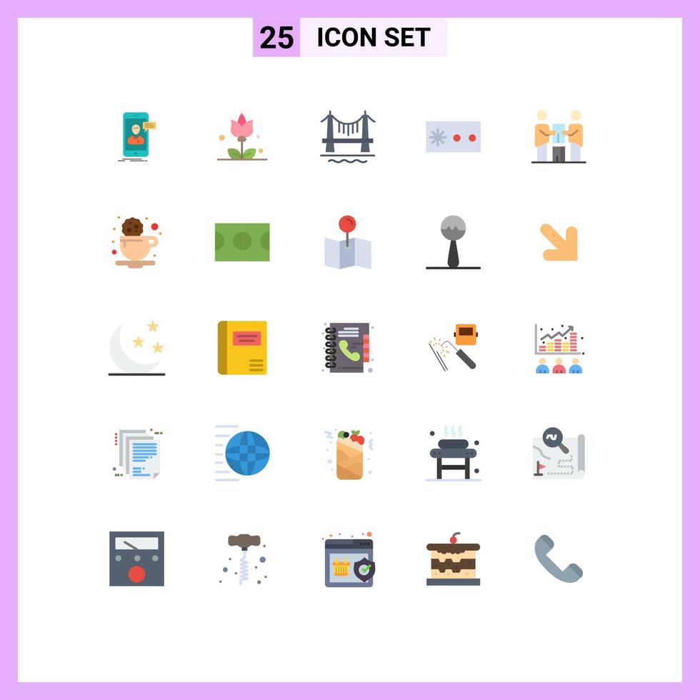 Group of 25 Flat Colors Signs and Symbols for partners business bridge security password Editable Vector Design Elements