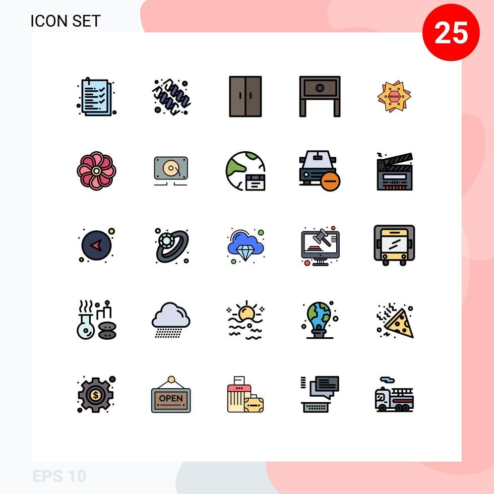 paquete de iconos de vectores de stock de 25 signos y símbolos de línea para elementos de diseño de vectores editables de interiores de casas de mesa de marca