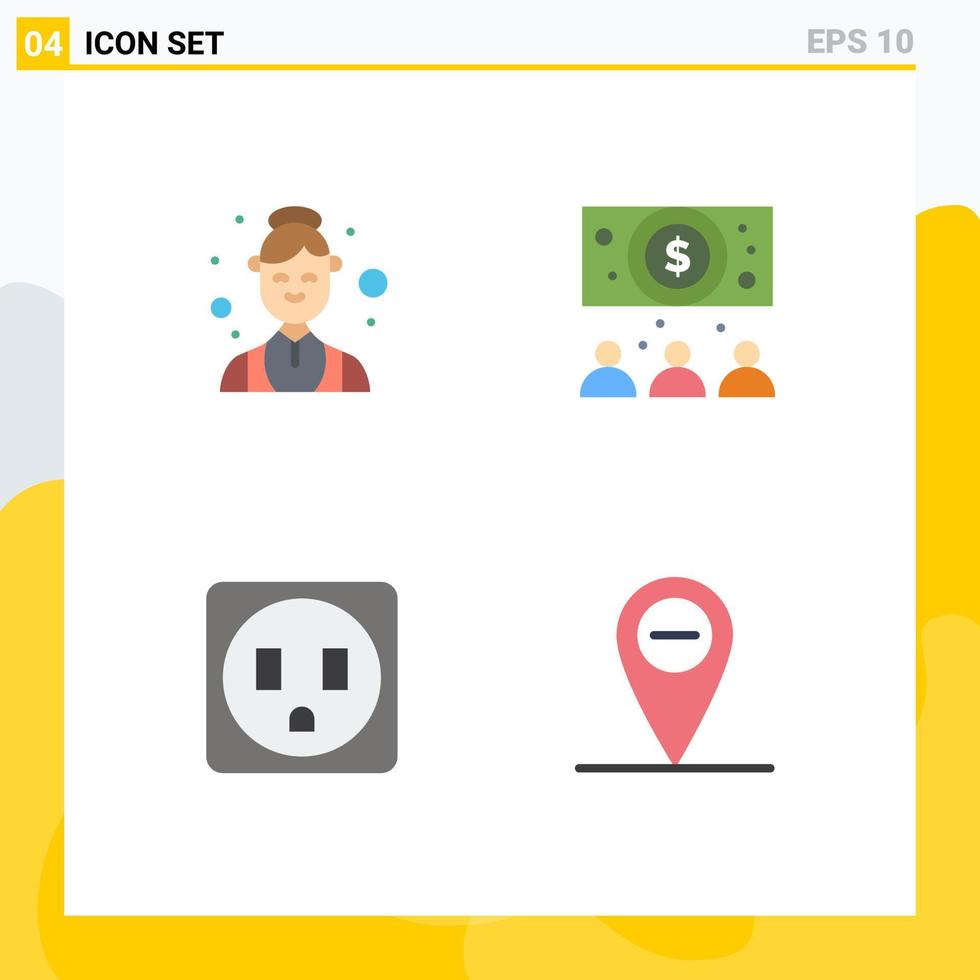 Pictogram Set of 4 Simple Flat Icons of assistant minus medical online 5 Editable Vector Design Elements