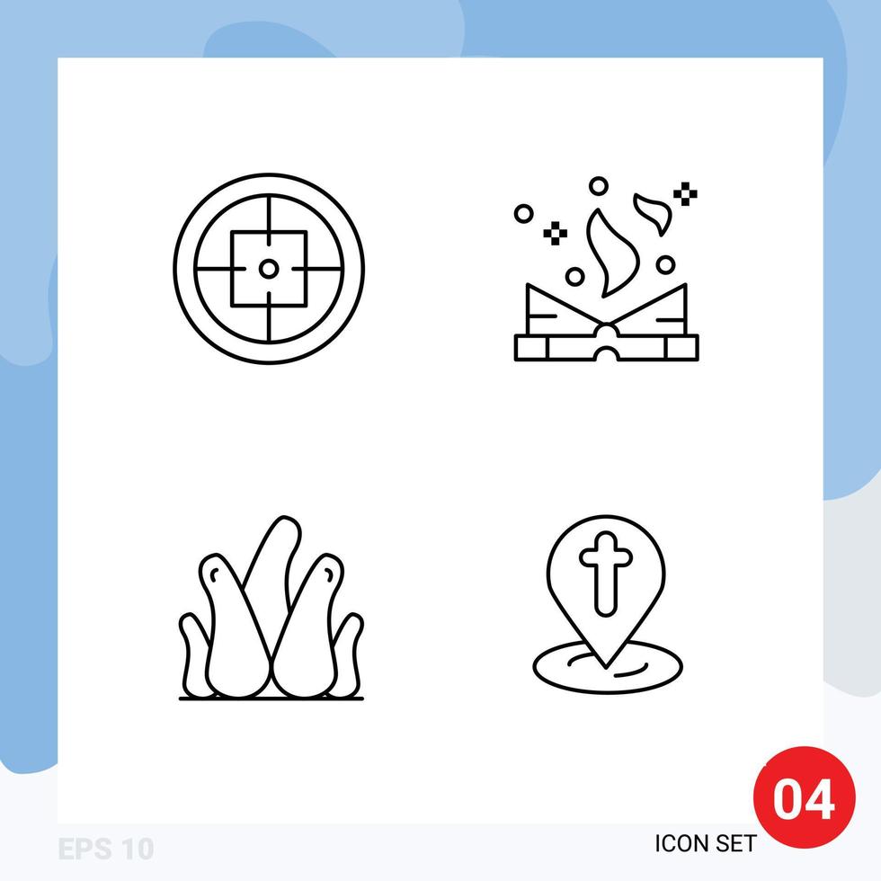 Modern Set of 4 Filledline Flat Colors and symbols such as army aloe plant soldier literature natural Editable Vector Design Elements