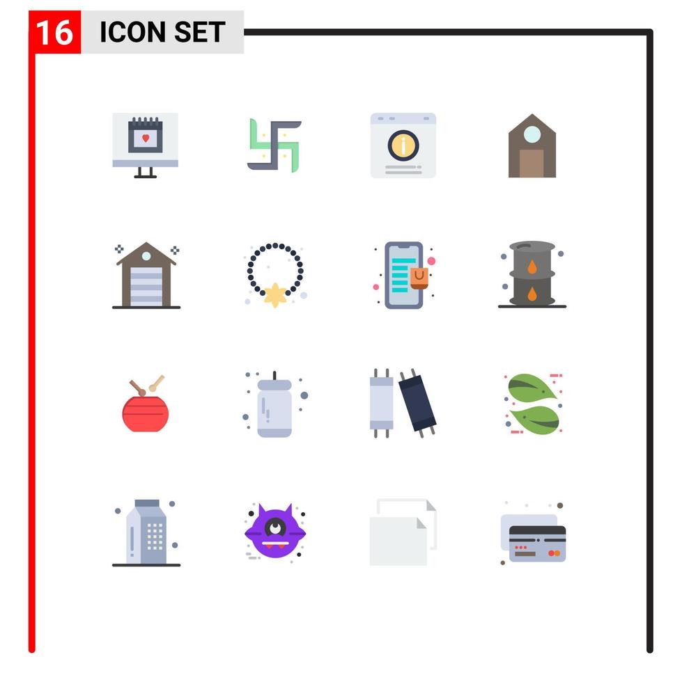 Set of 16 Modern UI Icons Symbols Signs for building school bubble learn support Editable Pack of Creative Vector Design Elements