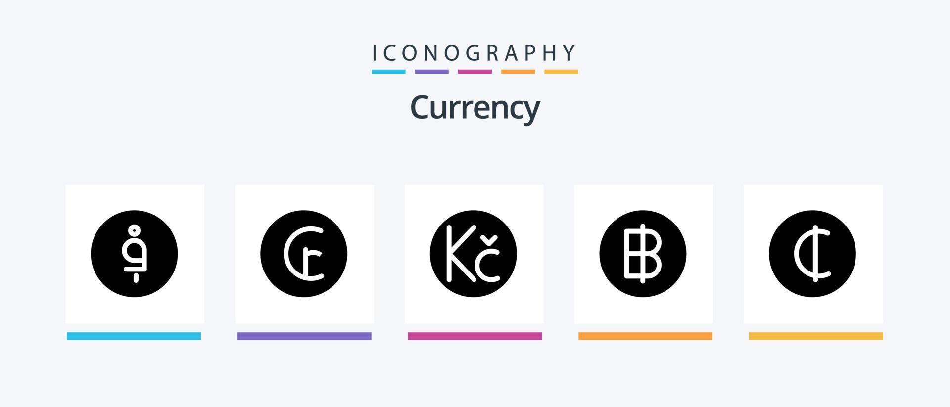 Currency Glyph 5 Icon Pack Including thai . baht . currency . coin. Creative Icons Design vector