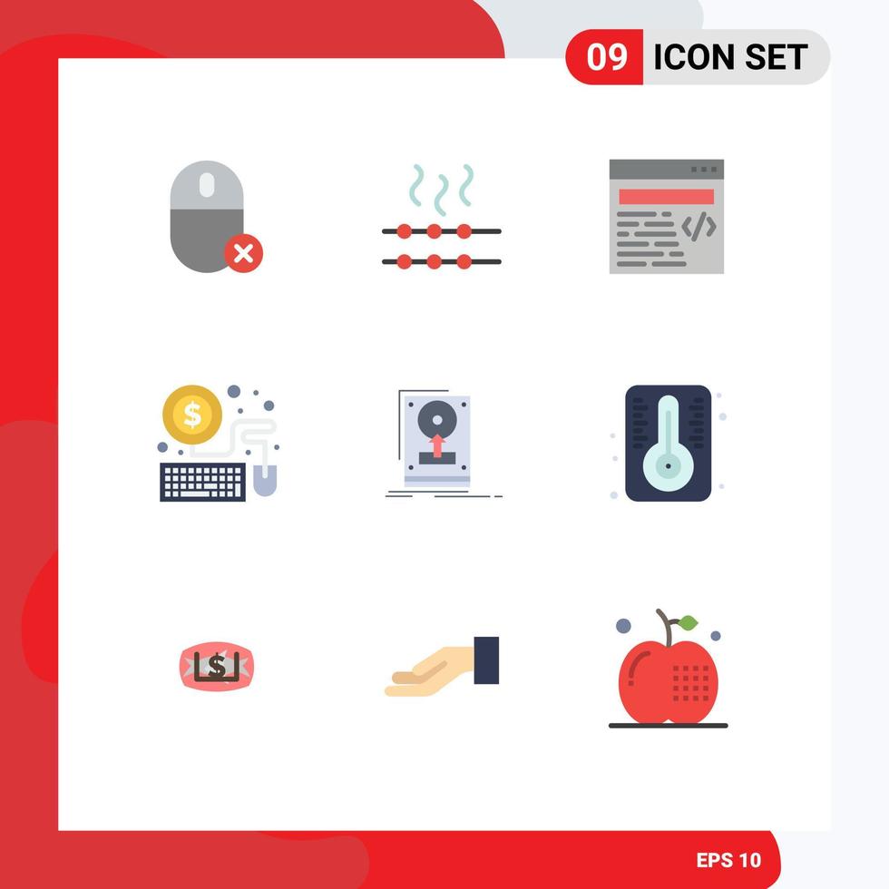 9 Flat Color concept for Websites Mobile and Apps save drive web install laptop Editable Vector Design Elements