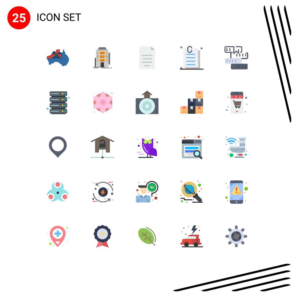 grupo de símbolos de iconos universales de 25 colores planos modernos de la interfaz de usuario adjunto del hotel finanzas elementos de diseño vectorial editables vector