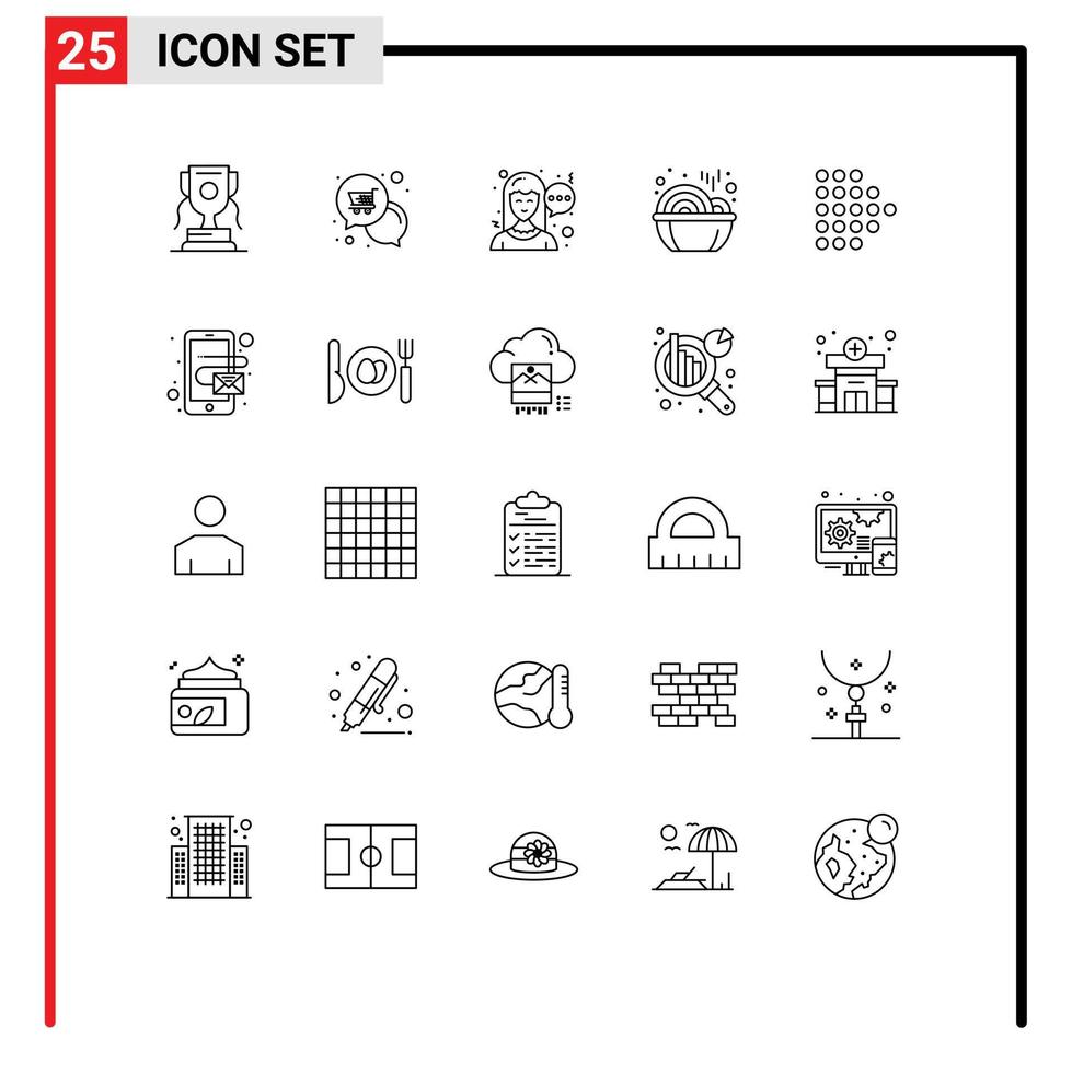 25 Creative Icons Modern Signs and Symbols of right year shopping noodles chinese Editable Vector Design Elements