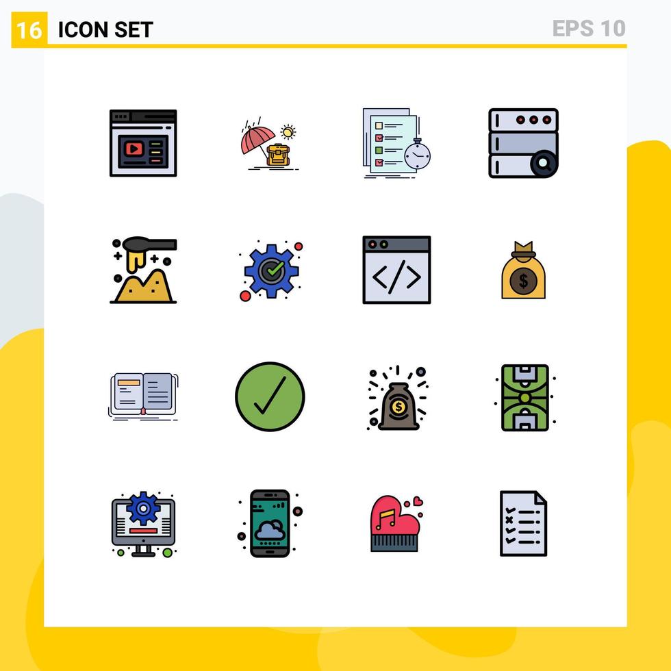 16 Creative Icons Modern Signs and Symbols of ladle search season database check Editable Creative Vector Design Elements