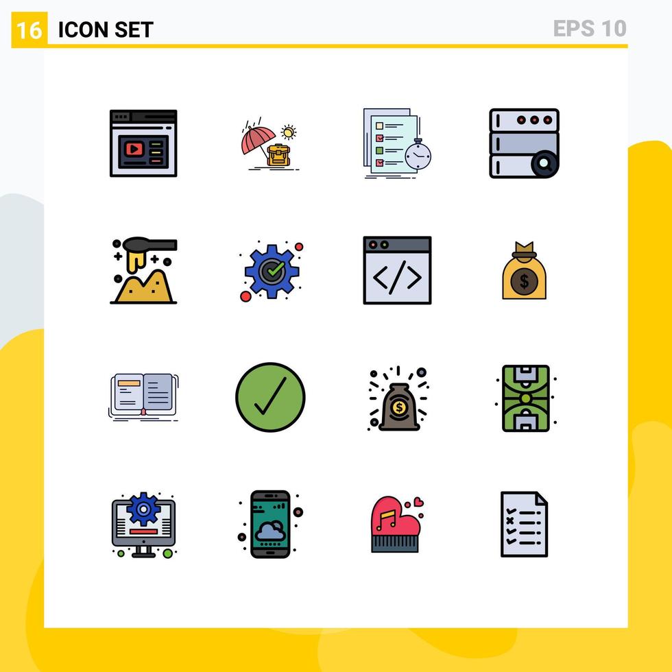16 iconos creativos signos y símbolos modernos de la base de datos de la temporada de búsqueda de cucharones comprobar elementos de diseño de vectores creativos editables