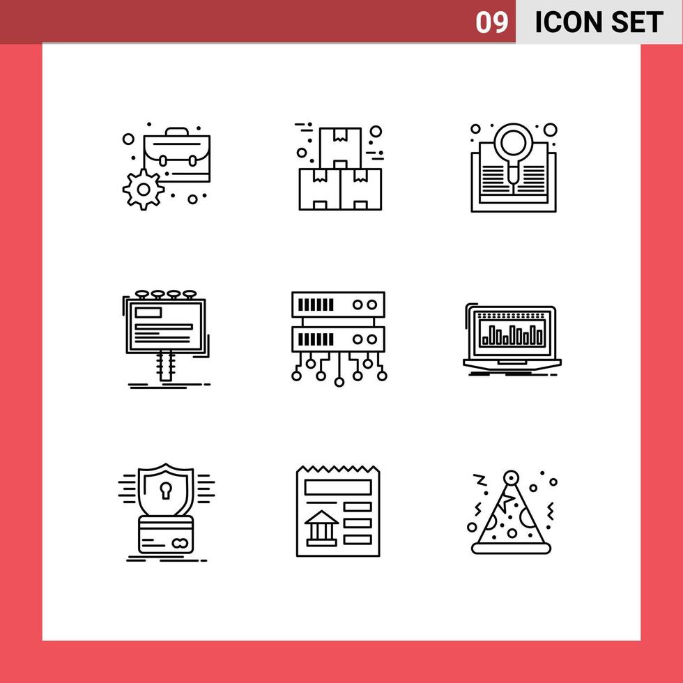 9 Creative Icons Modern Signs and Symbols of promo advertising production advertisement search Editable Vector Design Elements
