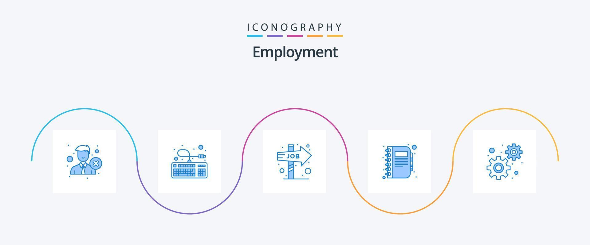 paquete de iconos azul 5 de empleo que incluye nota. Copiar. conexión. negocio. oportunidad vector
