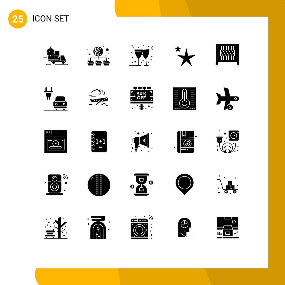 Modern Set of 25 Solid Glyphs and symbols such as signaling crossing beer barrier shape Editable Vector Design Elements