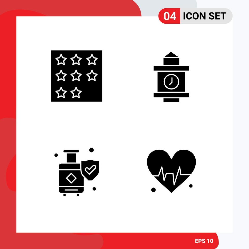 Thematic Vector Solid Glyphs and Editable Symbols of achievement luggage rank time suitcase Editable Vector Design Elements