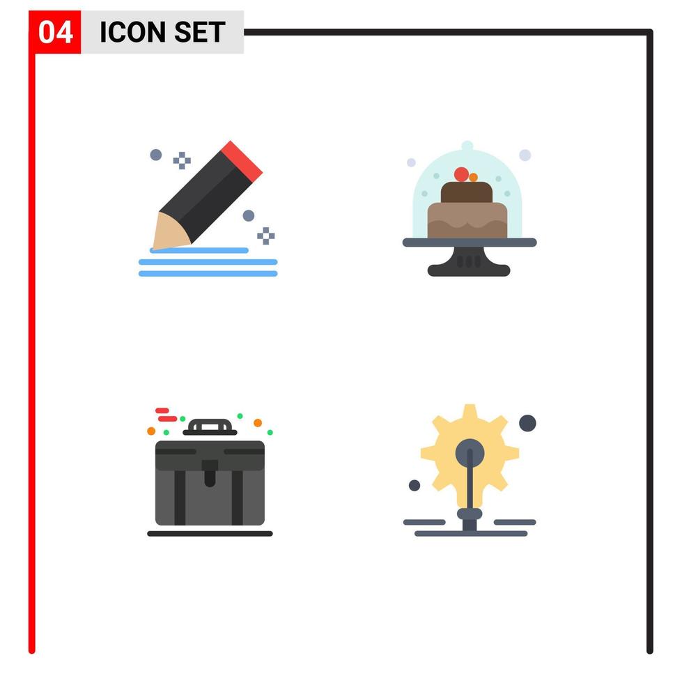 Group of 4 Modern Flat Icons Set for compose dish sketch baking bag Editable Vector Design Elements