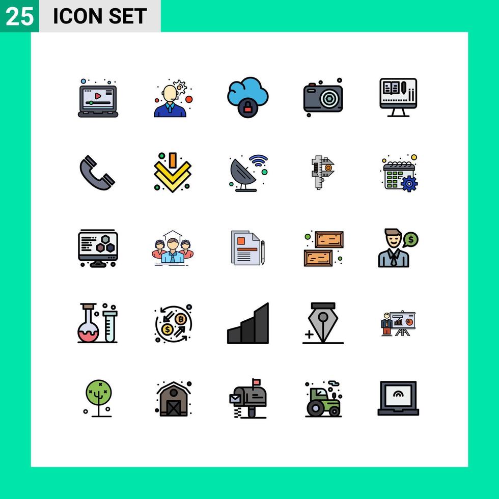 conjunto de 25 iconos modernos de la interfaz de usuario signos de símbolos para el monitor de datos del libro de llamadas elementos de diseño vectorial editables del día del padre vector