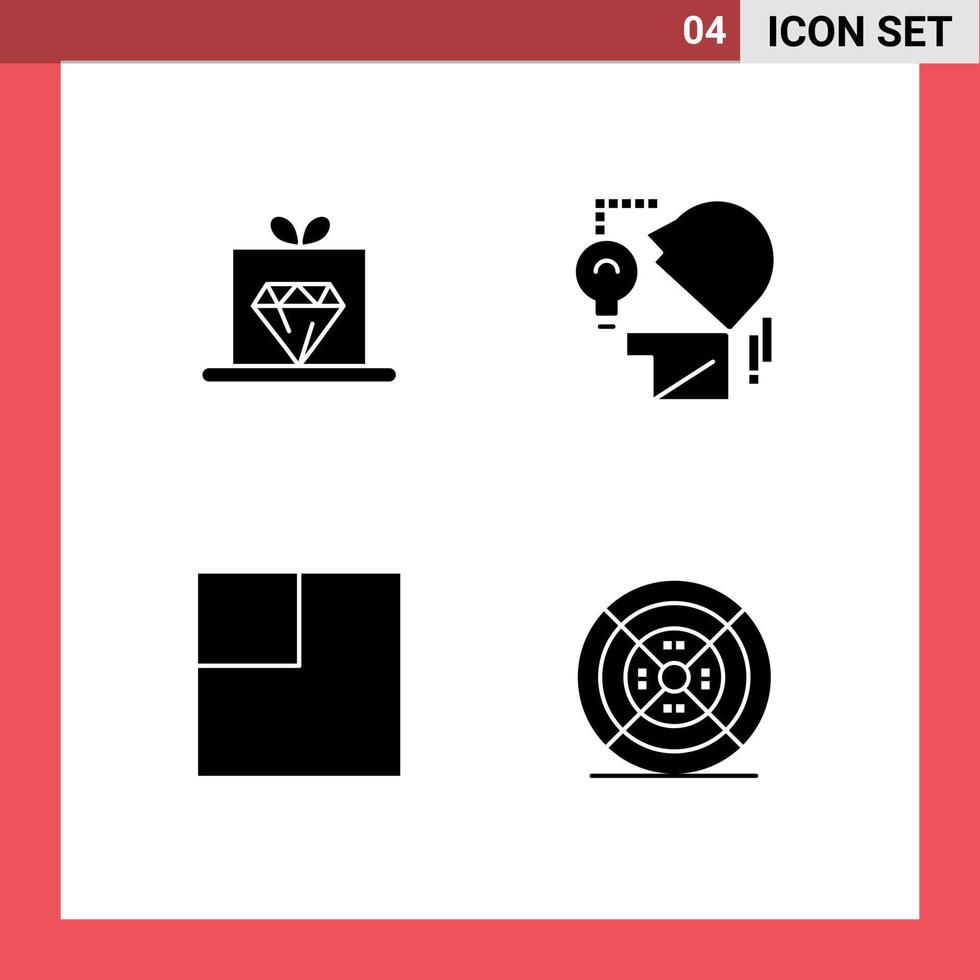 Set of 4 Modern UI Icons Symbols Signs for diamond scale rate head filament Editable Vector Design Elements