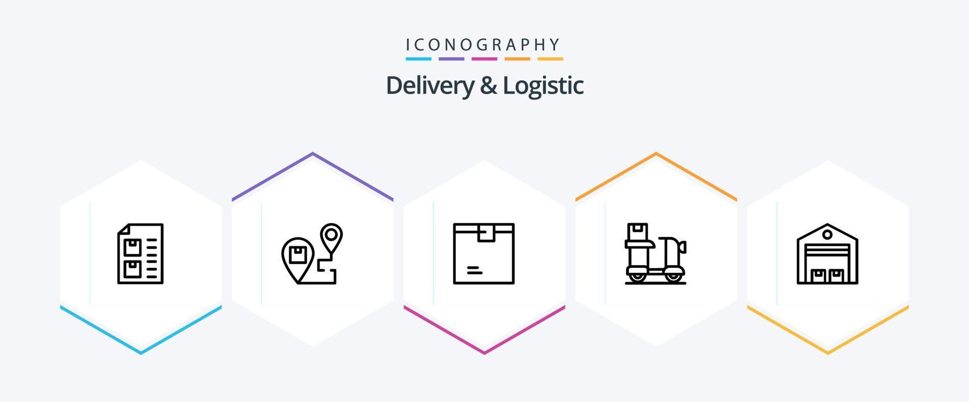 Delivery And Logistic 25 Line icon pack including delivery. bike. map. shipping. goods vector