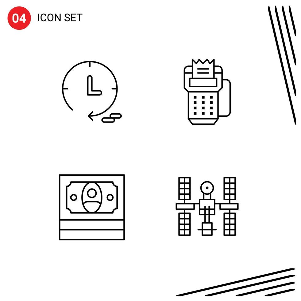 Modern Set of 4 Filledline Flat Colors Pictograph of marketing finance card machine complex Editable Vector Design Elements