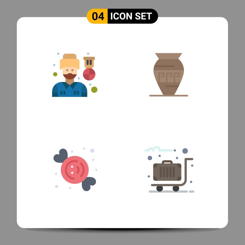 4 Creative Icons Modern Signs and Symbols of driver candy man emoji food Editable Vector Design Elements