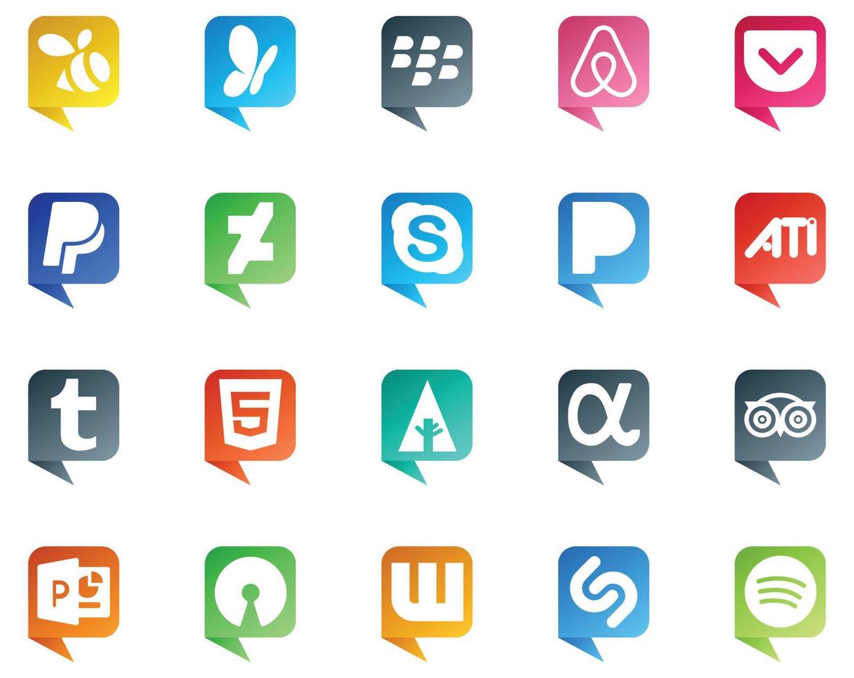 20 Social Media Speech Bubble Style Logo like powerpoint tripadvisor chat app net html vector
