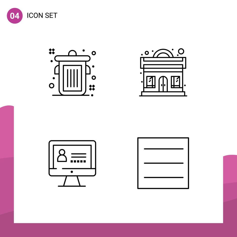 Stock Vector Icon Pack of 4 Line Signs and Symbols for can security club party menu Editable Vector Design Elements
