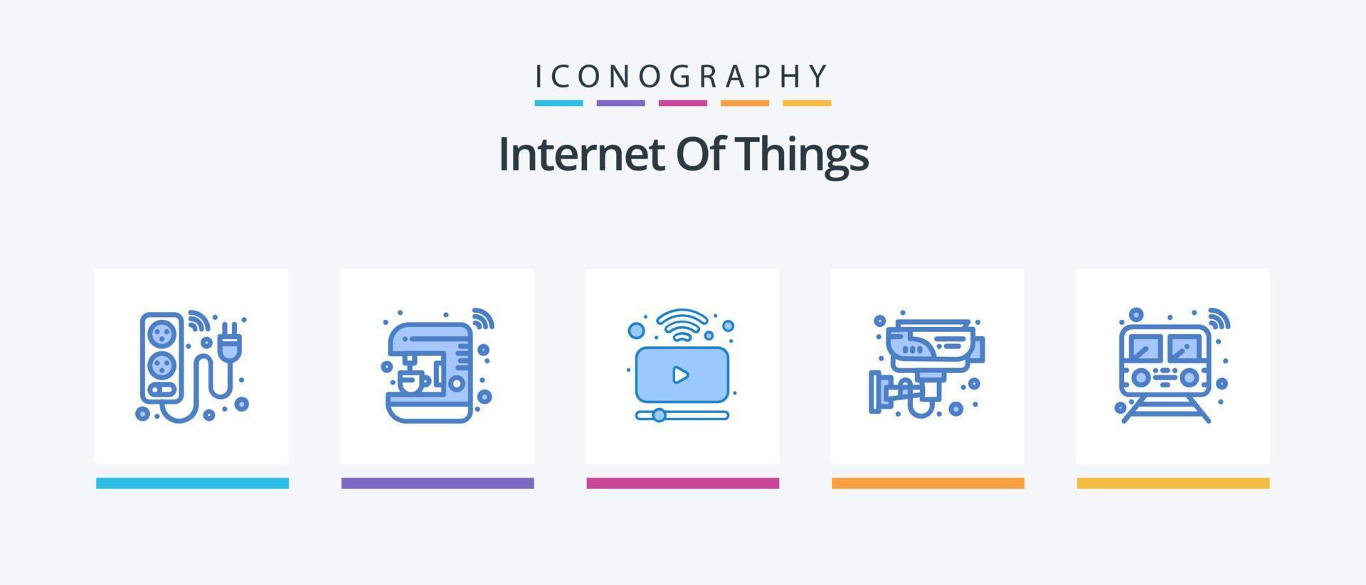 Internet Of Things Blue 5 Icon Pack Including technology. home. maker. electronic. video. Creative Icons Design vector
