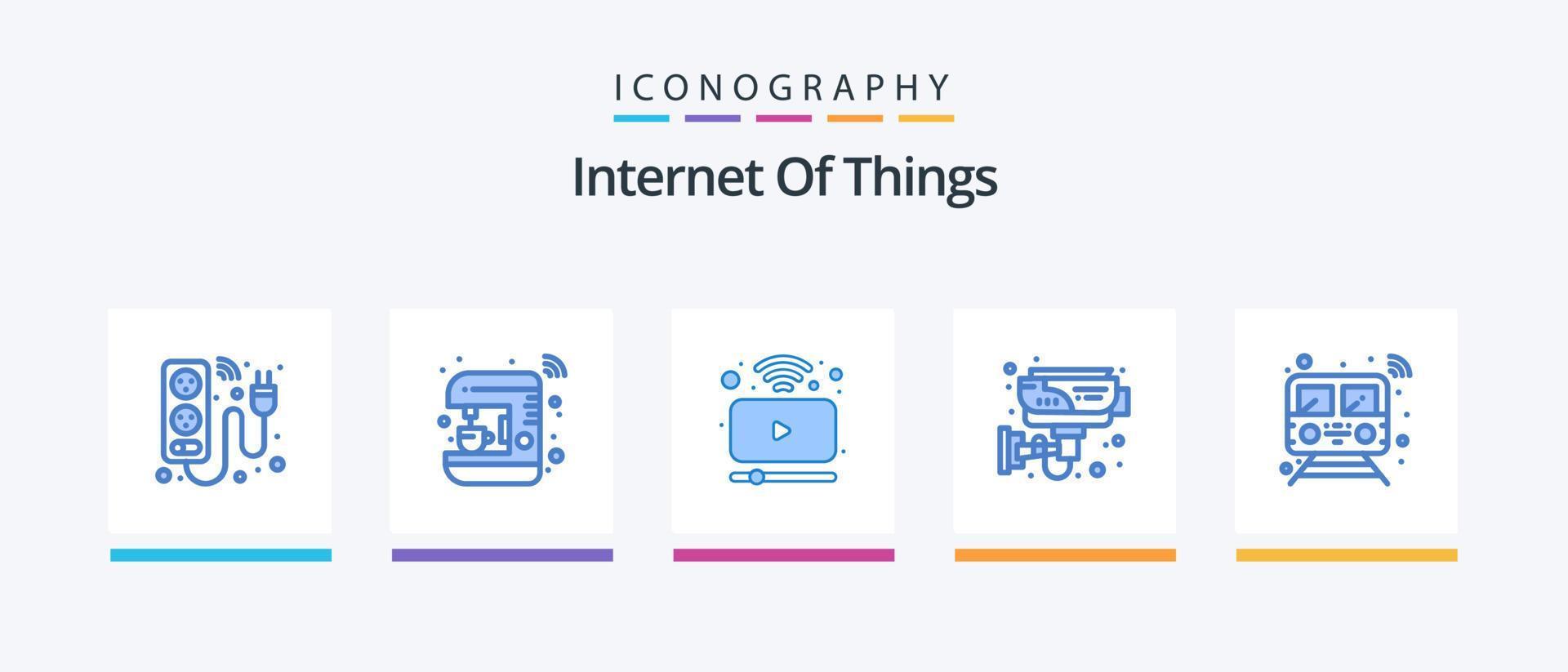 paquete de iconos azul 5 de internet de las cosas que incluye tecnología. casa. fabricante. electrónico. video. diseño de iconos creativos vector