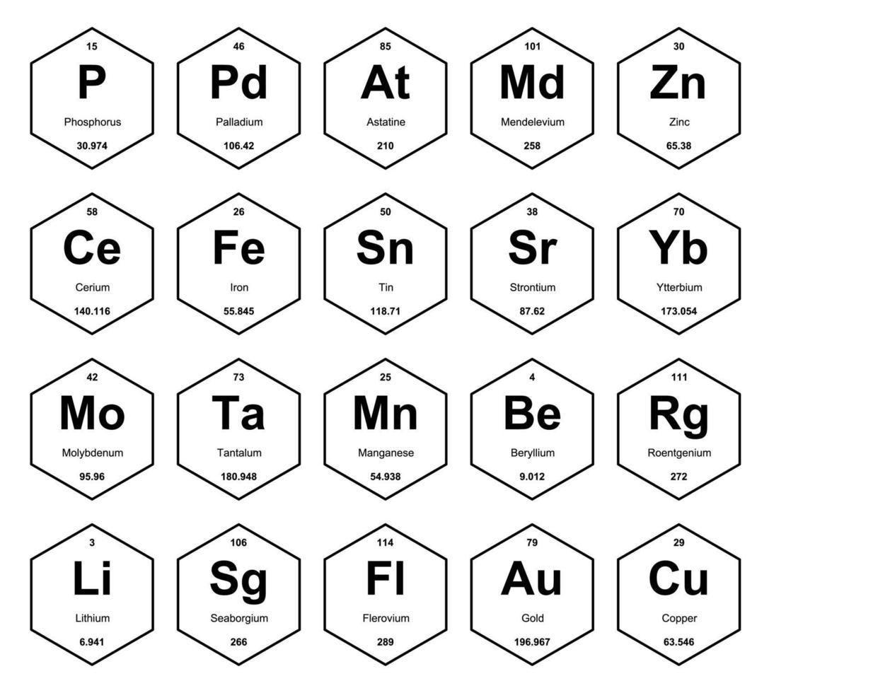 20 Preiodic table of the elements Icon Pack Design vector