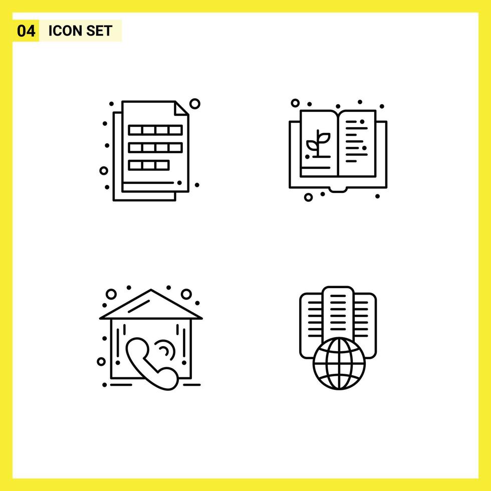 4 Creative Icons Modern Signs and Symbols of color knowledge imaging education contact Editable Vector Design Elements