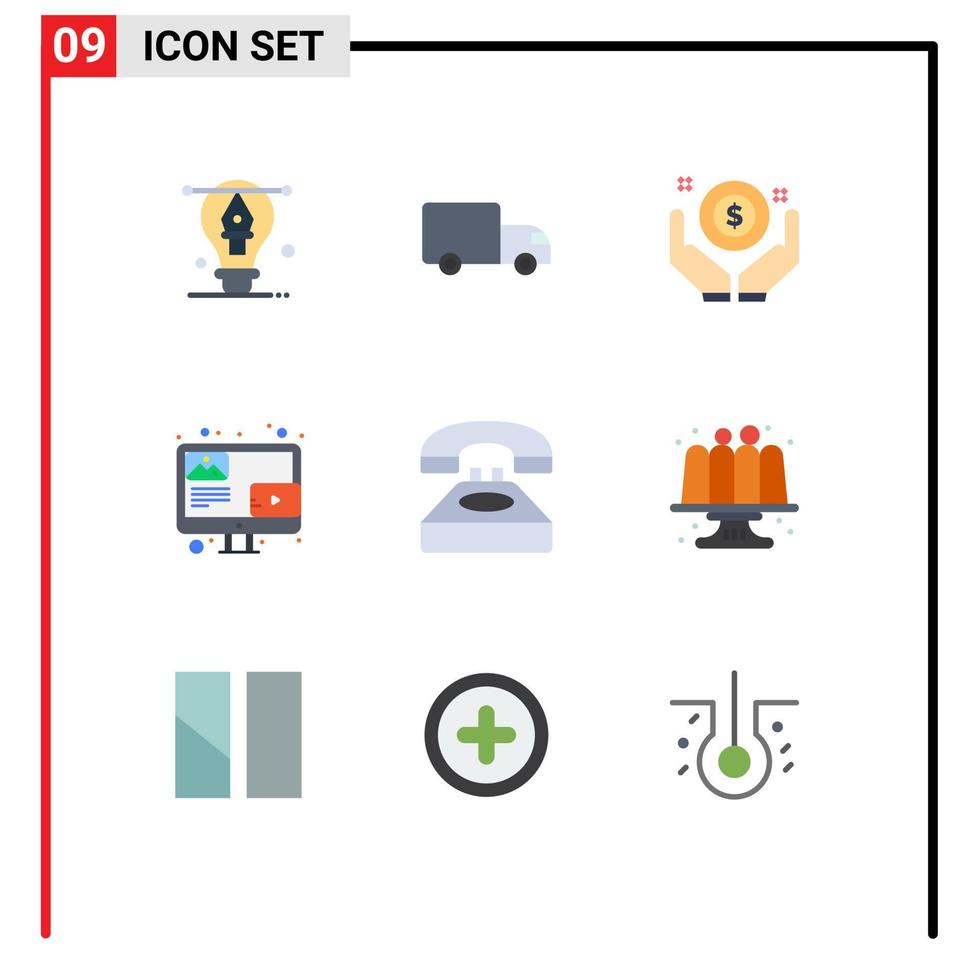 Set of 9 Modern UI Icons Symbols Signs for communication screen business content blog Editable Vector Design Elements