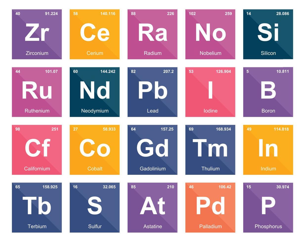 20 Preiodic table of the elements Icon Pack Design vector