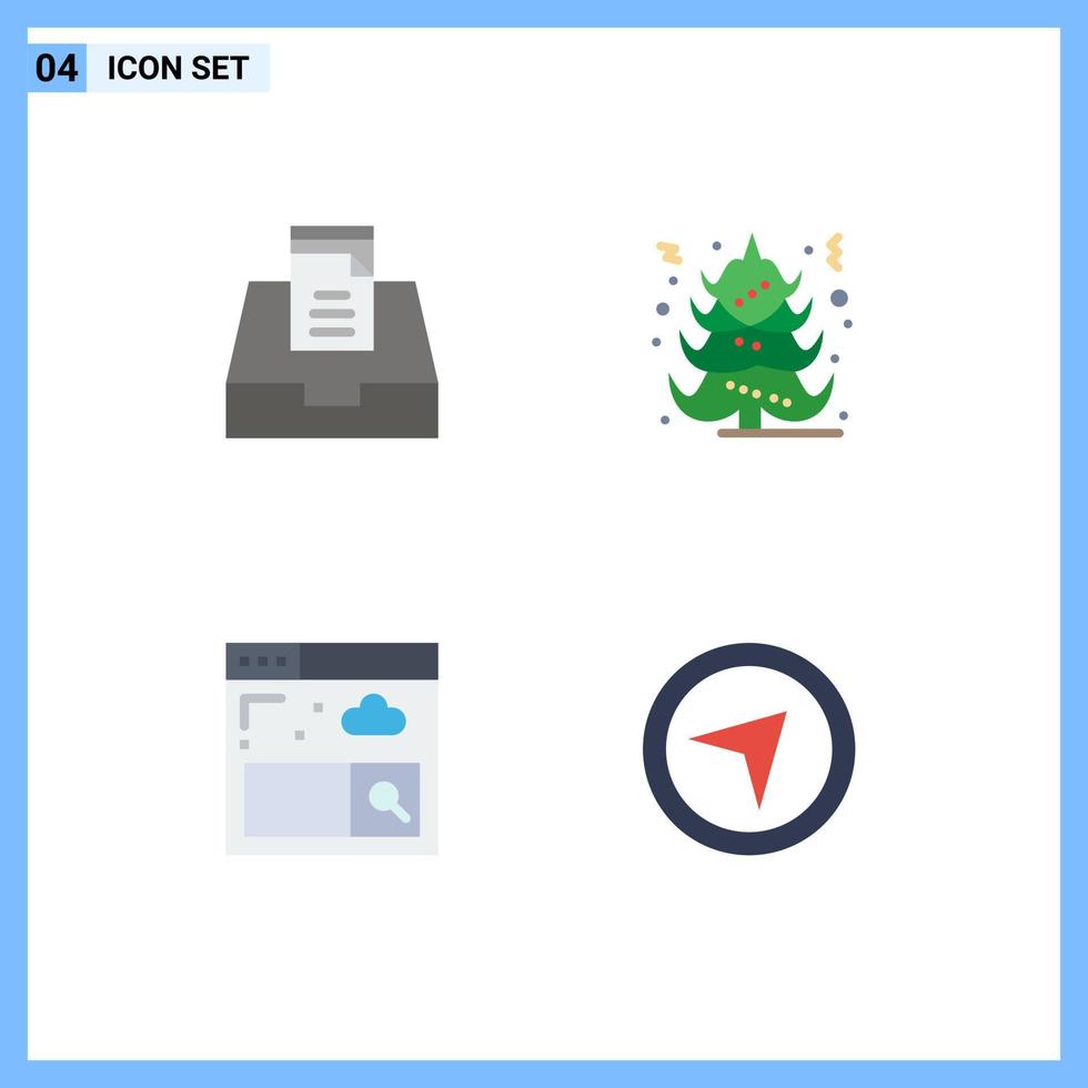 Universal Icon Symbols Group of 4 Modern Flat Icons of inbox direction christmas browser pointer Editable Vector Design Elements