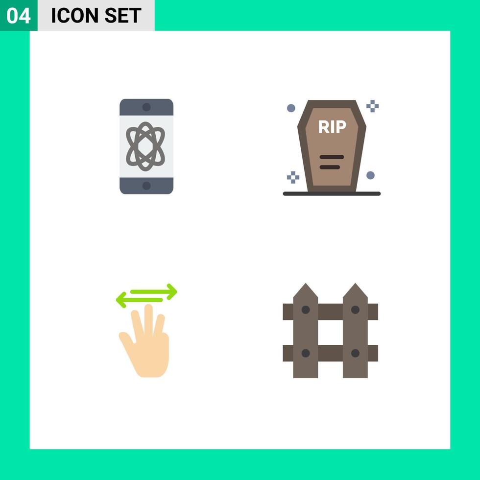 símbolos de iconos universales grupo de 4 iconos planos modernos de átomo mano tecnología muerte hasta elementos de diseño vectorial editables vector