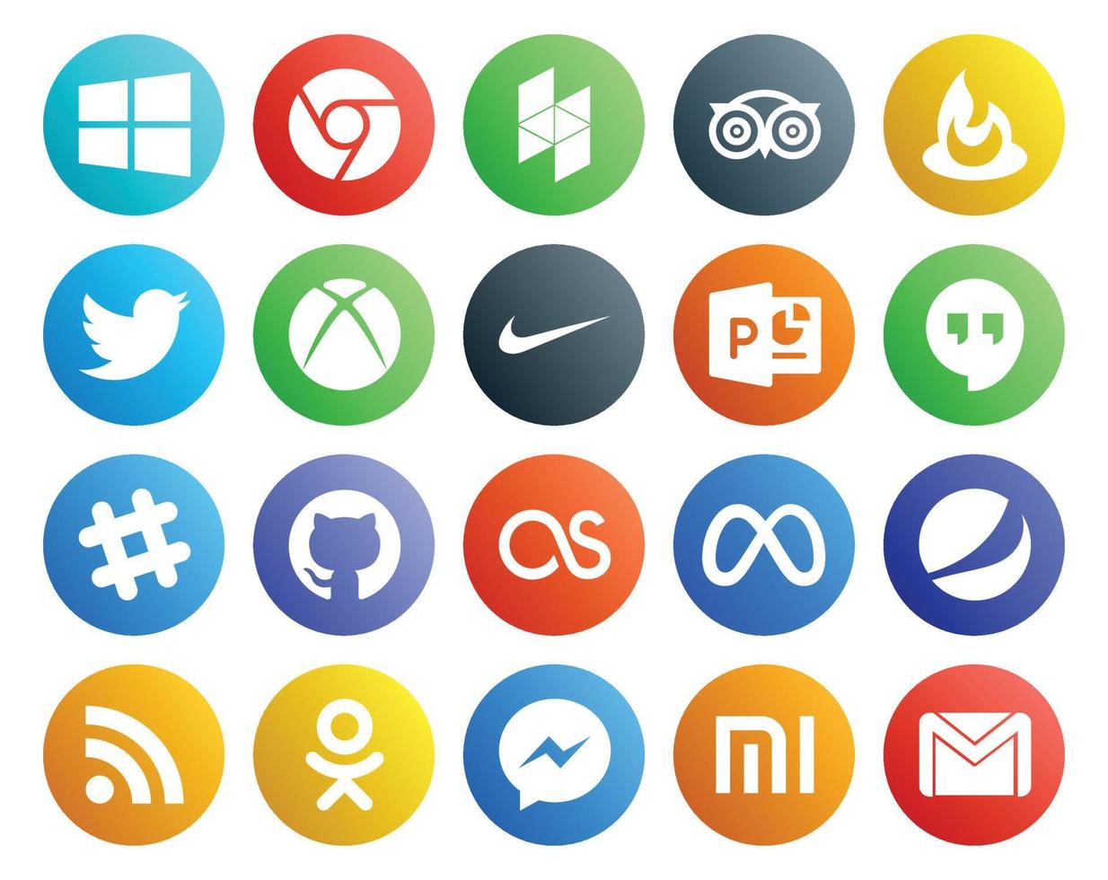 20 Social Media Icon Pack Including facebook lastfm xbox github slack vector