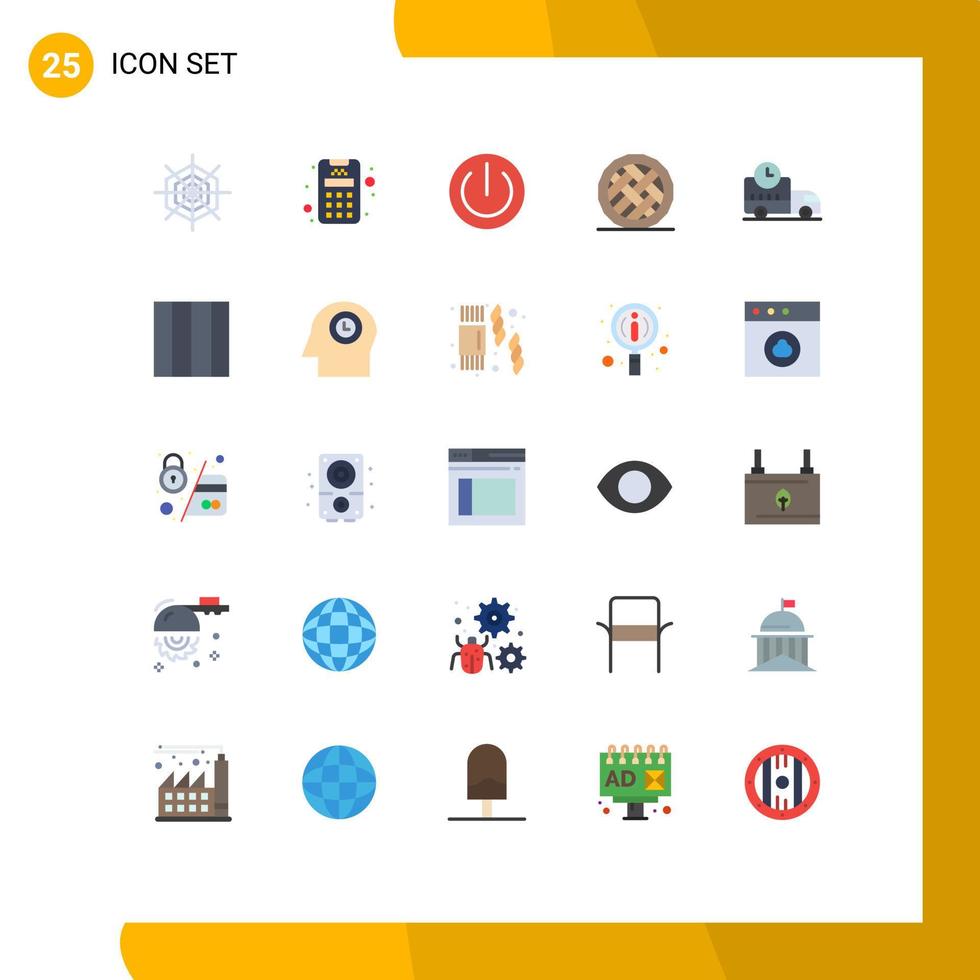 Universal Icon Symbols Group of 25 Modern Flat Colors of logistics pumpkin electronics pie cake Editable Vector Design Elements