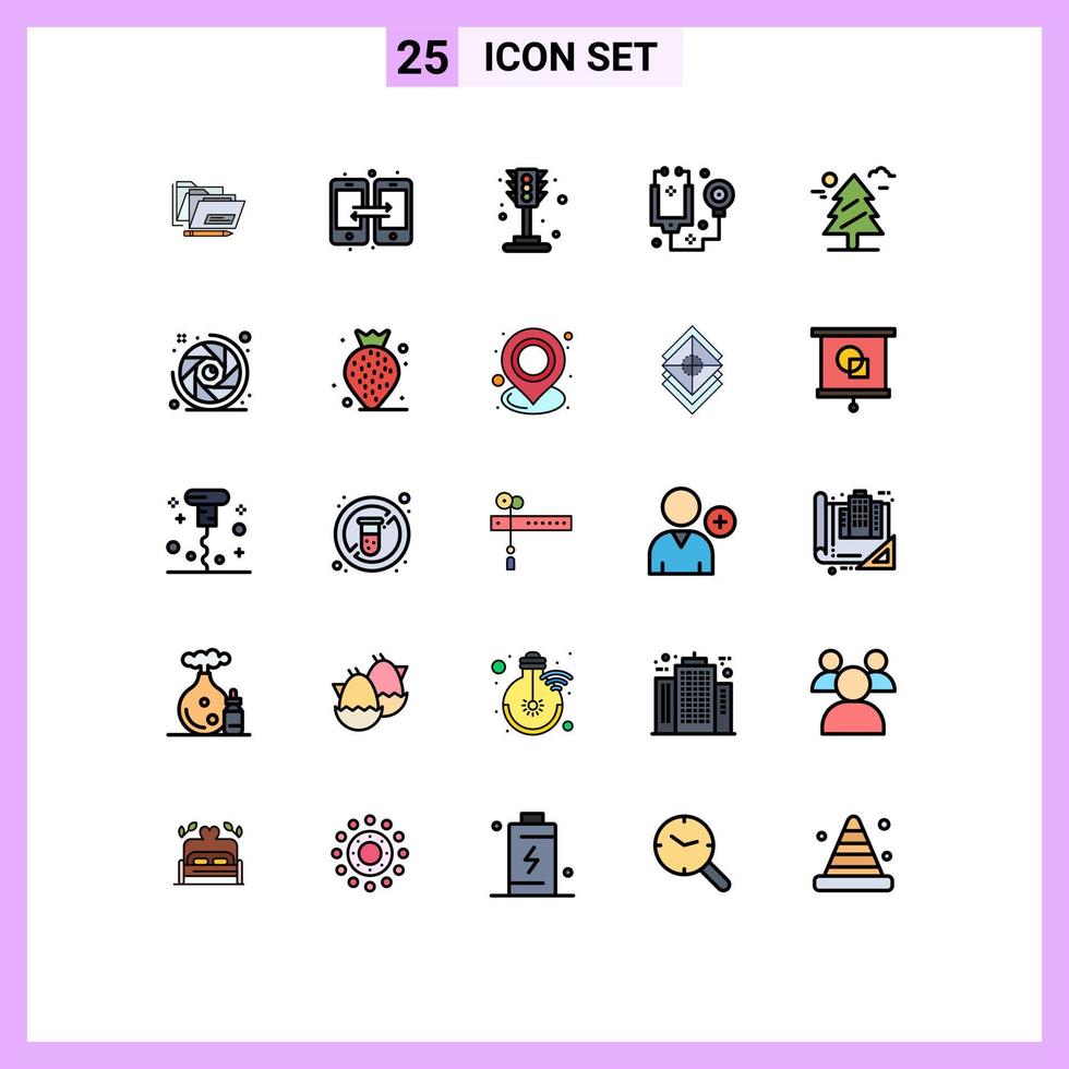 Modern Set of 25 Filled line Flat Colors and symbols such as tree tools city stethoscope doctor Editable Vector Design Elements