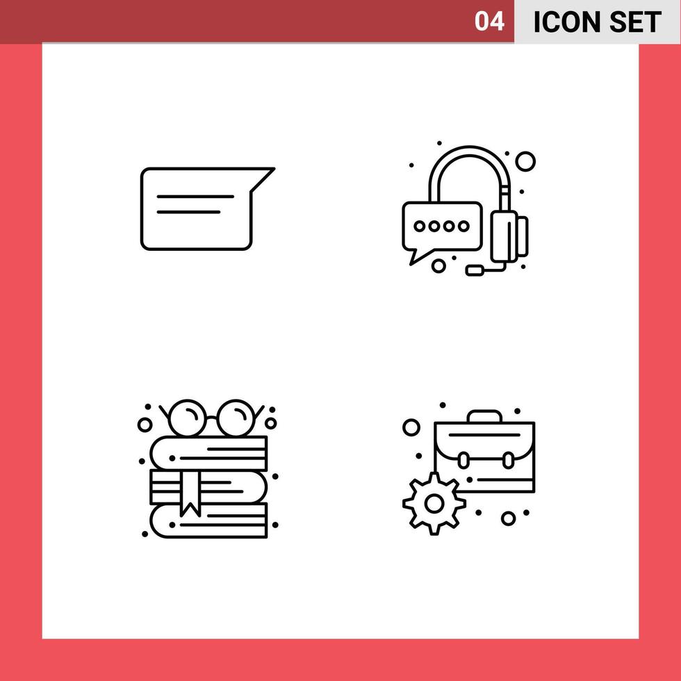 4 Line concept for Websites Mobile and Apps chat glasses ui support briefcase Editable Vector Design Elements