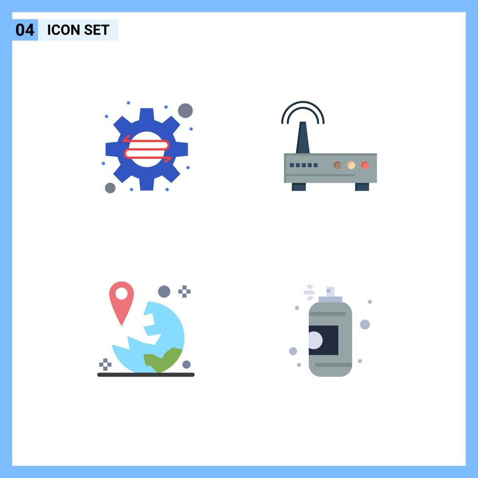 Set of 4 Commercial Flat Icons pack for business location startup signal marker Editable Vector Design Elements