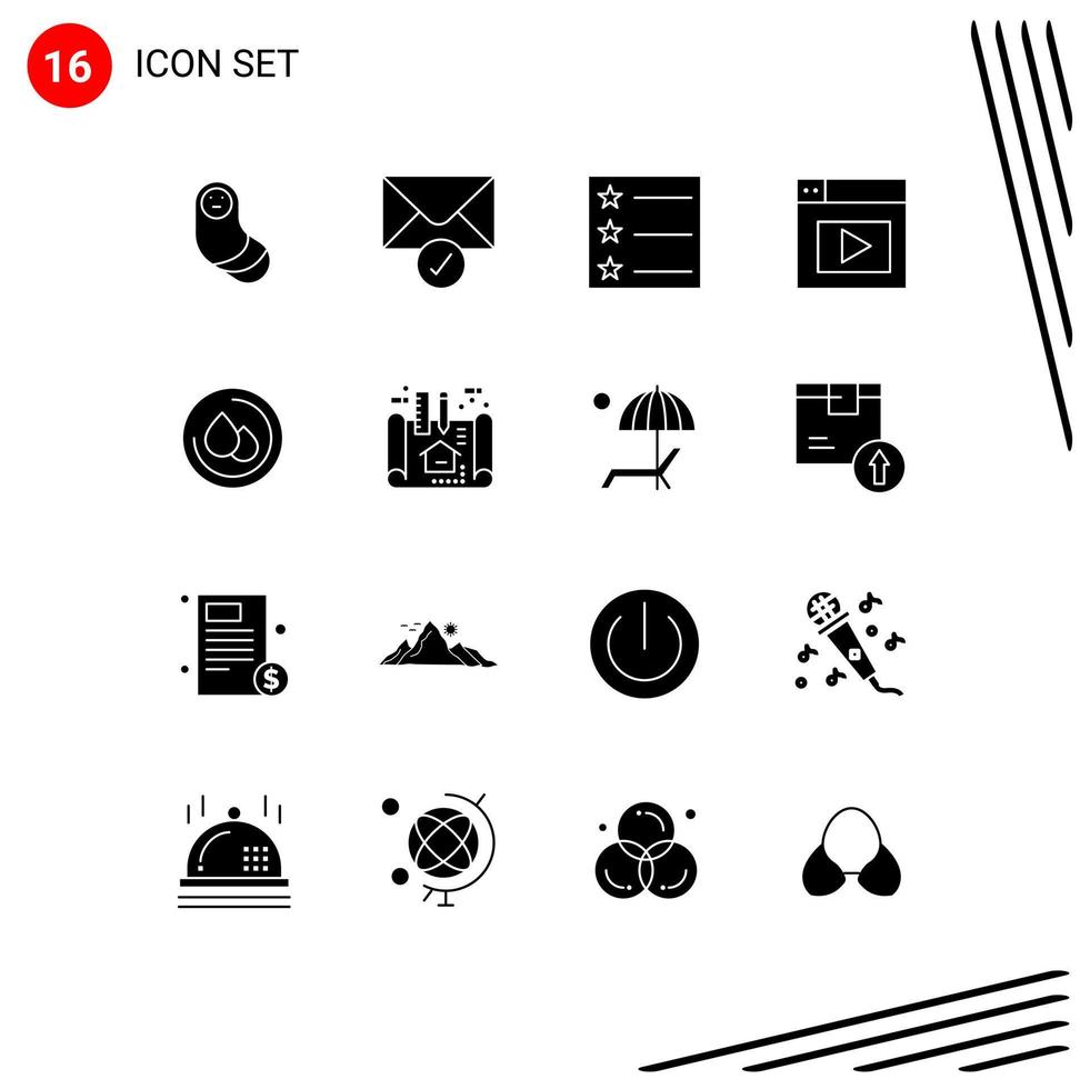 Modern Set of 16 Solid Glyphs and symbols such as scheme architecture web apartment droop Editable Vector Design Elements