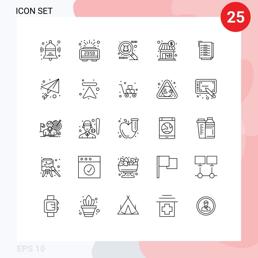 Set of 25 Modern UI Icons Symbols Signs for email work task spy ware to do list dollar Editable Vector Design Elements