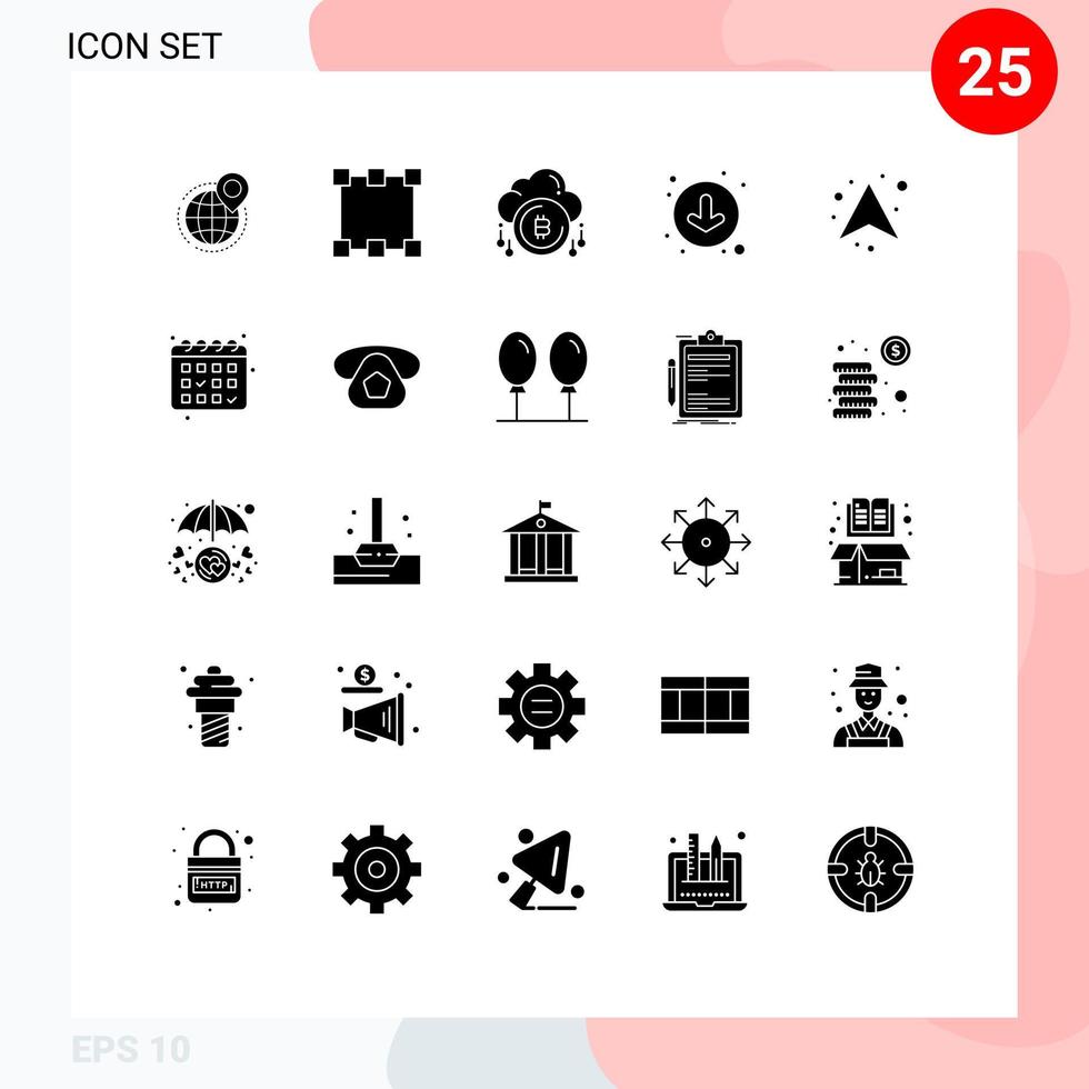 25 User Interface Solid Glyph Pack of modern Signs and Symbols of arrow circle rectangle arrows d Editable Vector Design Elements