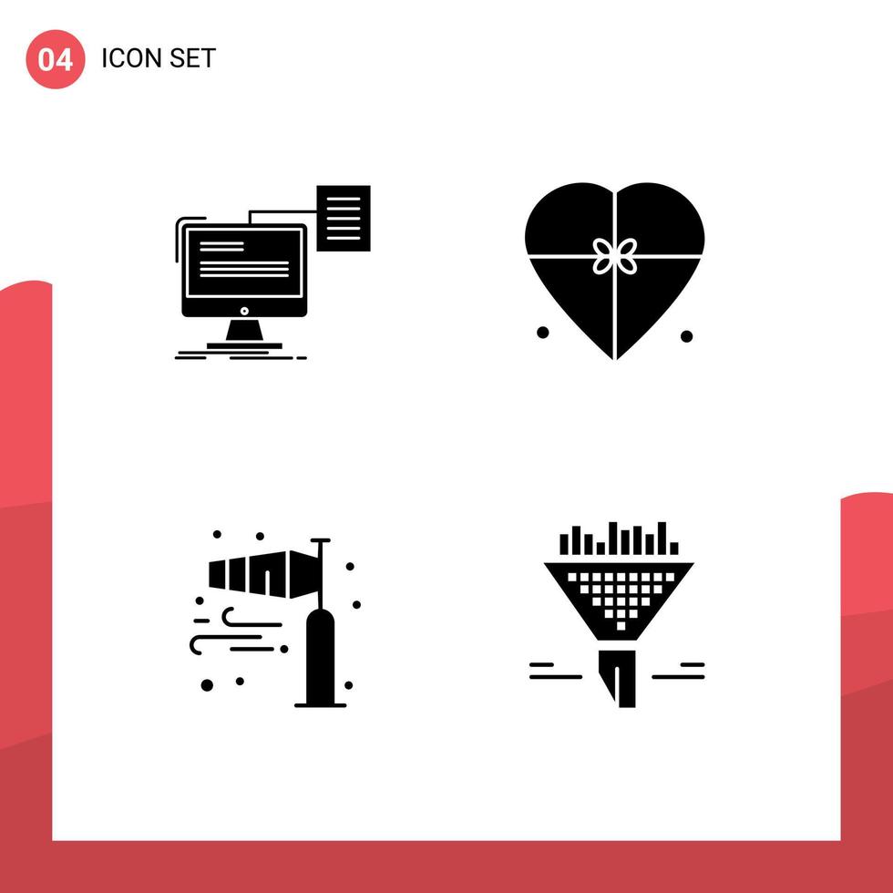 Group of 4 Modern Solid Glyphs Set for resume wedding cv gift direction Editable Vector Design Elements