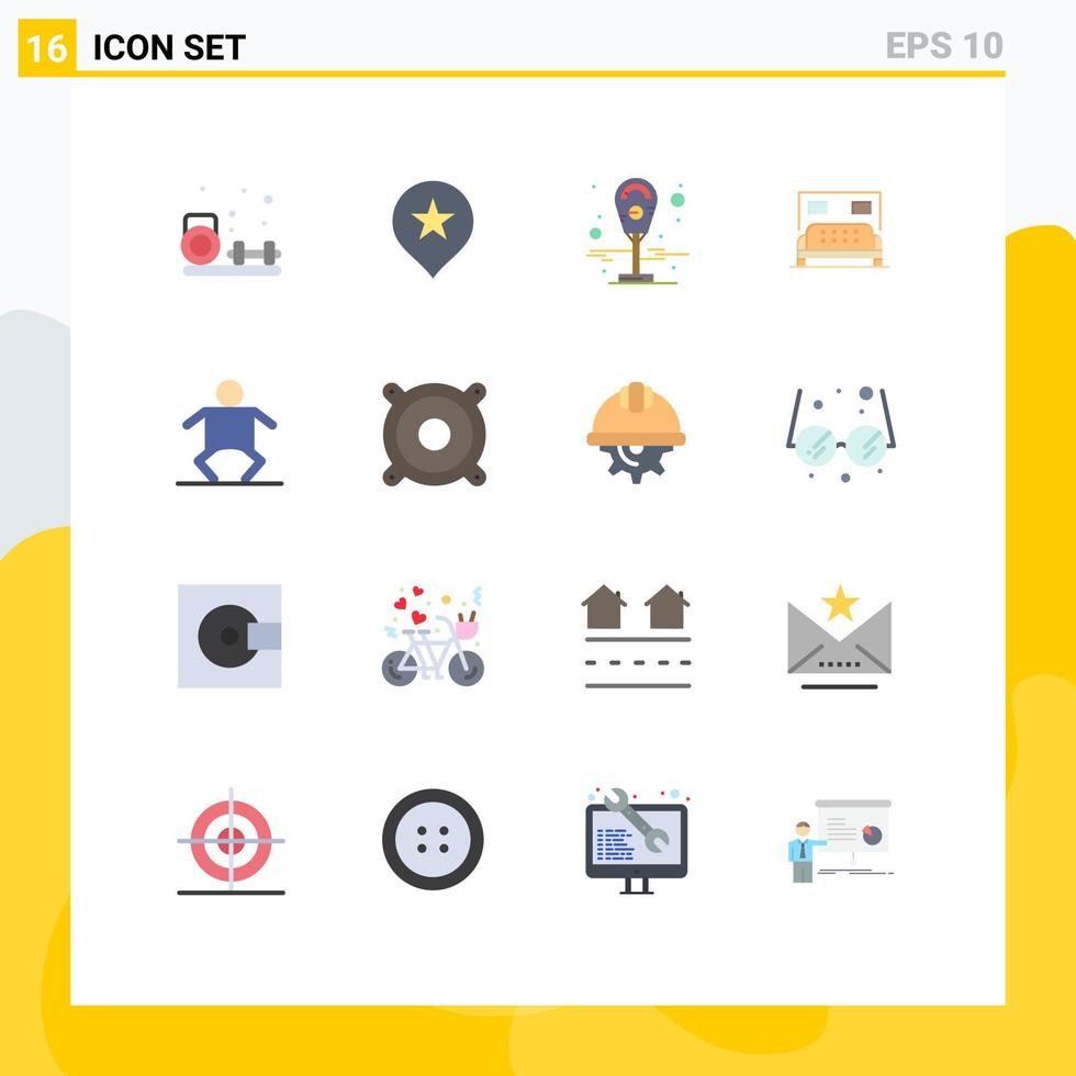Set of 16 Modern UI Icons Symbols Signs for devices human meter baby bedroom Editable Pack of Creative Vector Design Elements