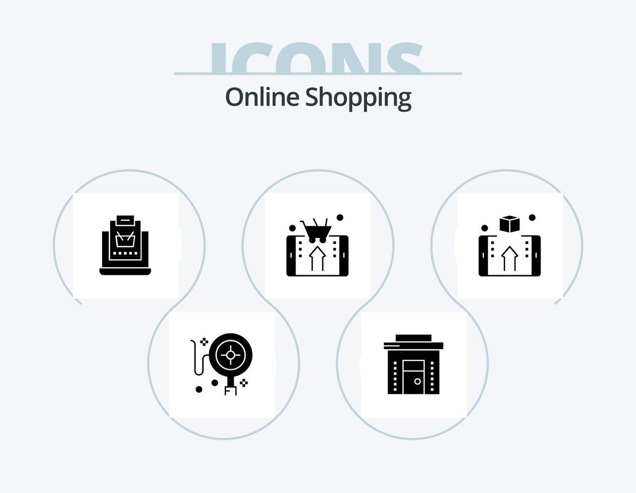 Online Shopping Glyph Icon Pack 5 Icon Design. smartphone. shop. buy. online. shopping vector