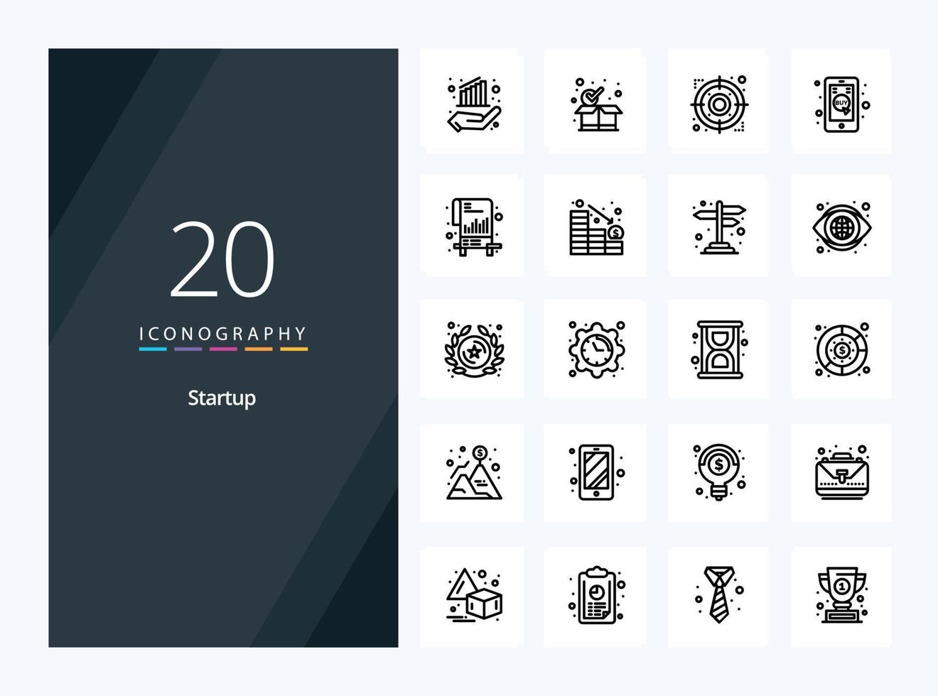 20 Startup Outline icon for presentation vector