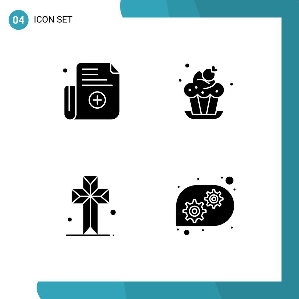 paquete de iconos de vector de stock de 4 signos y símbolos de línea para elementos de diseño de vector editables de equipo de postre de panadería cruzada